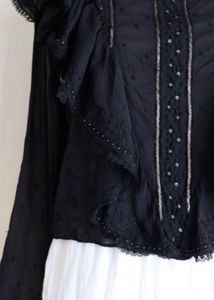 Zara:Ruffled Pearl Handwork Blouson