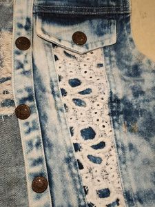 Denim Vest with Lace Detail