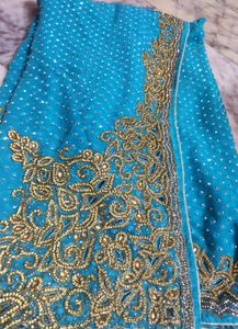 Blue Saree Fully Heavy Dimond Work