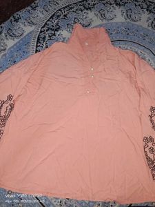 Peach Cord Set With Embroidery