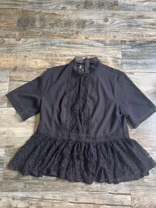 Black Peplum Lace Top