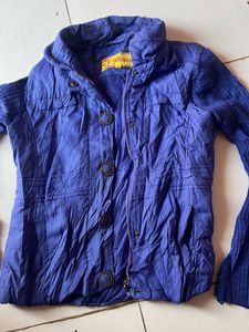 Unique Blue Knit Sleeve Jacket