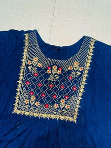 Navy Embroidered Tunic Top