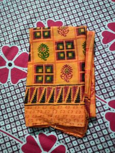 ORANGE PRINTED SAREE