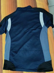 White PIA Men Blue Front Zip Sport Tshirt