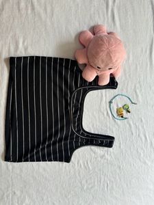 Black Striped Cotton Top