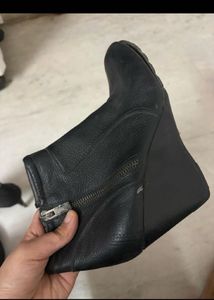 Black Wedge Heel Ankle Boots