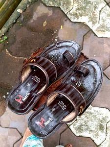 M Mark Brown Leather Slippers
