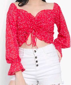 Red Floral Crop Top