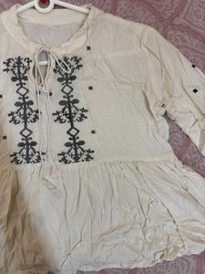 Embroidered Peasant Top