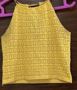 Yellow Halter Knit Top
