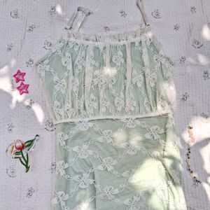 Aesthetic Lace Trim Dress 👗