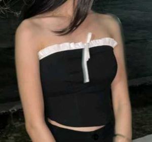 Black &amp; White Ruffle corset Top