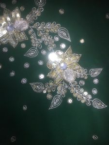 Party Wear Green Zari Work Saree