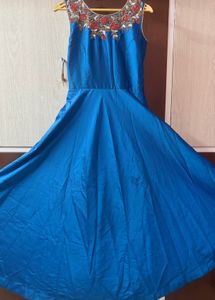 Embroidered Blue Gown