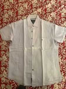 White Linen Short Sleeve Button Up