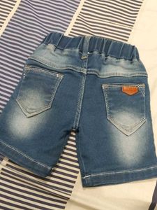 Kids' Blue Denim Shorts/red jeans combo set