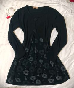 Floral Print Black Dress