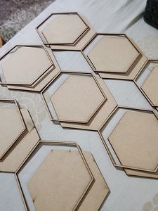Set Of 8 Hexagon With Ring MDF Board