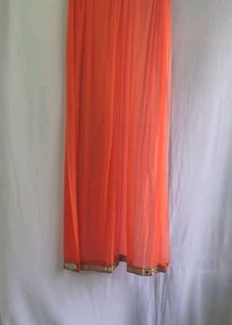 Orange Embroidered Gown + Leggings Duppata