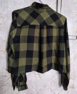 Olive Shirt Style Crop Top