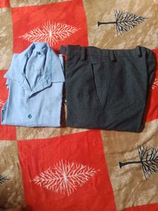 blue shirt with black pant