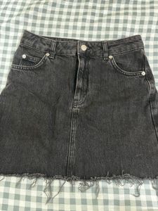 Black Denim Mini Skirt