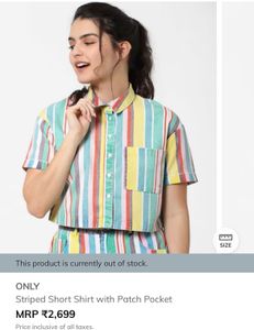 Only Multicoloured Cropped Shirt Top