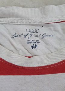 H&amp;M Red And White Lining T Shirt