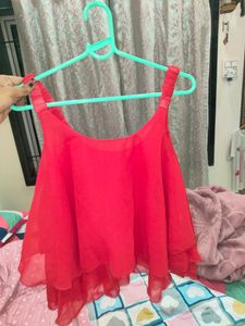 Limited Period Offer!!! Red Flowy Layered Tank Top