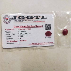 3.13 Cts. AA+Quality Natural Ruby/Manak Gemstone