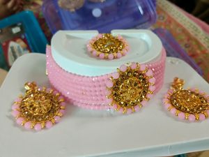 Beautiful Pink Necklace Se With Mangtika❤️