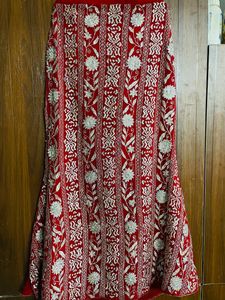 Red N Silver Lehnga Skirt