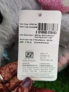 Hamleys Gray Elephant Plush Toy