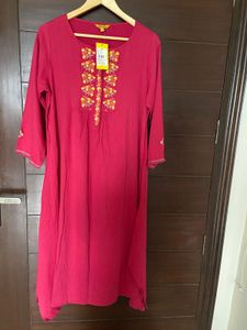 Global Desi Rose Pink Emb.kurta (L)