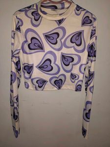 Heart Print Crop Top (Lavender)