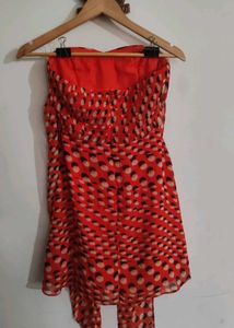 French Designer Orange Polka Dot Dress