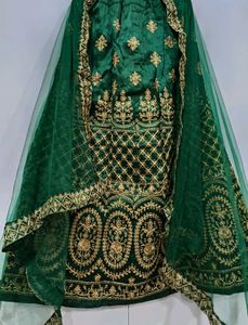 Emerald Green Embroidered Lehnga