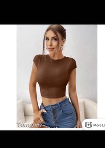 Brown Ribbed Knit Top