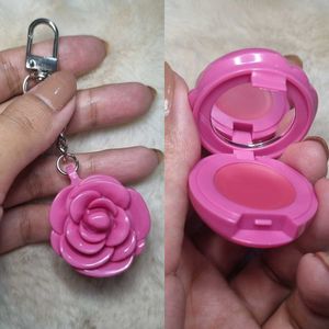 Pink Flower Blush Keychain