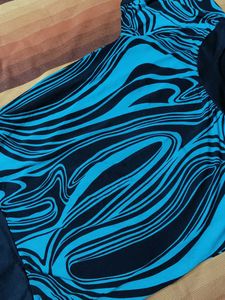 Women Blue Printed Long Casual Top