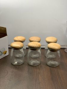 150ml Pudding Glass Jar With Wooden Lid Set Of 6