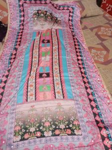 Floral Print Dupatta with Mirror Work