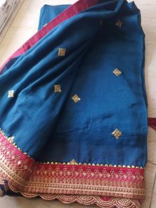 Blue Heavy Work Saree