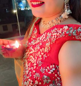 ❤️ Orange colour off shoulder lahenga 🧡