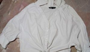 Urban Revivo Beige Tie-Front Shirt