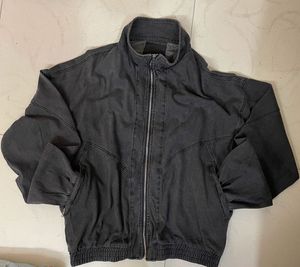 Black Denim Zip-Up Jacket