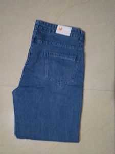 Blue Denim Straight Leg Jeans