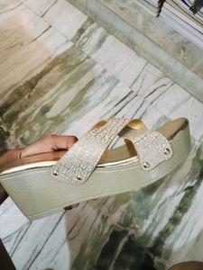 Shinny Golden Party Wear Heels