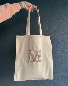 Floral Initial Letter Tote Bag